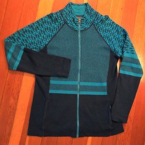 Title Nine Full Zip Sweater - Nayv & Turquoise XL